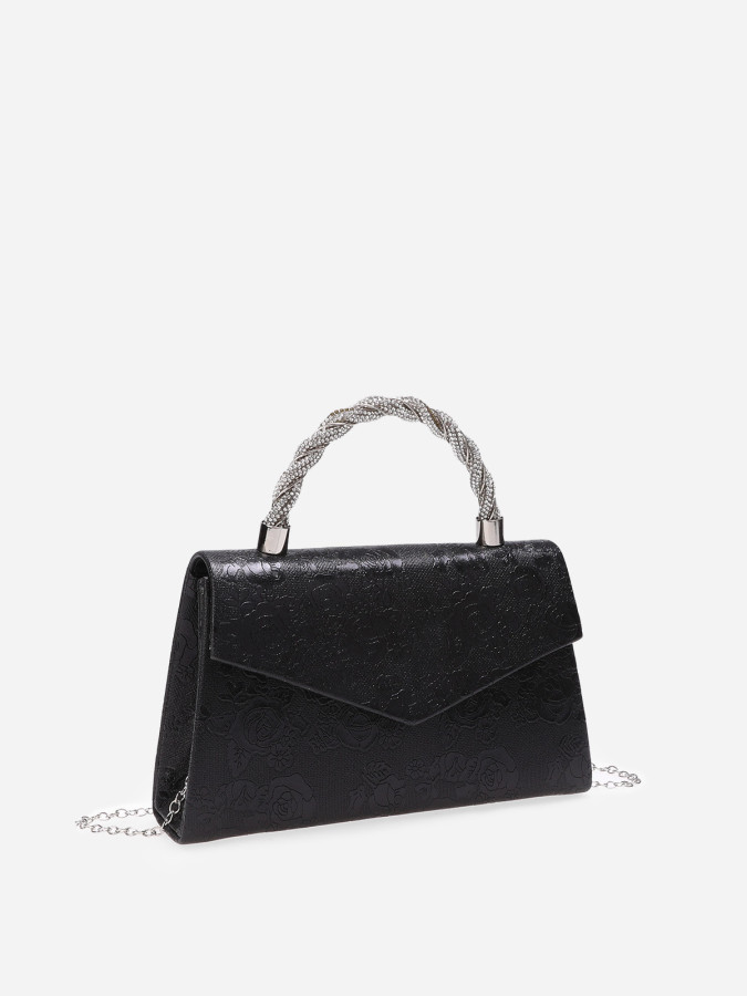 Sac à main avec anse à strass noir