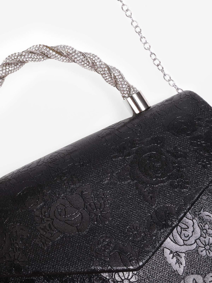 Sac à main avec anse à strass noir