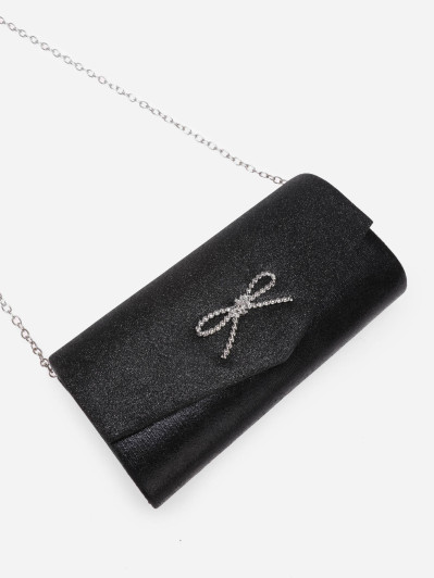 Pochette pailletée à nœud torsadé noire