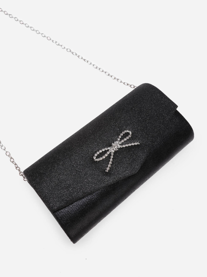 Pochette pailletée à nœud torsadé noire