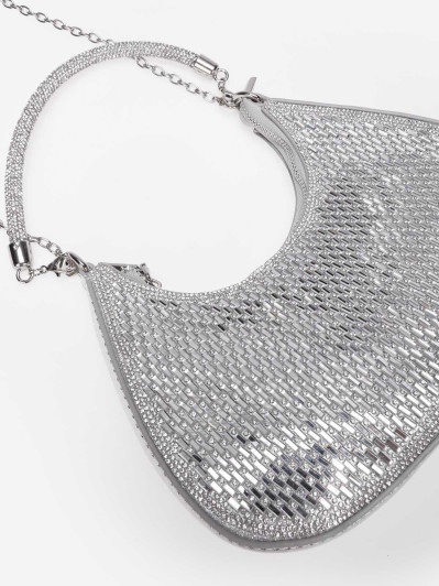 Sac porté épaule bi-matière avec strass argenté