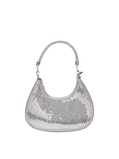 Sac porté épaule bi-matière avec strass argenté