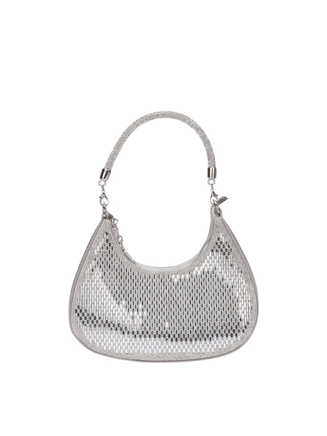 Sac porté épaule bi-matière avec strass argenté