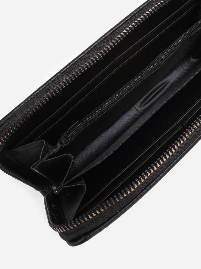 Portefeuille en simili à franges noir