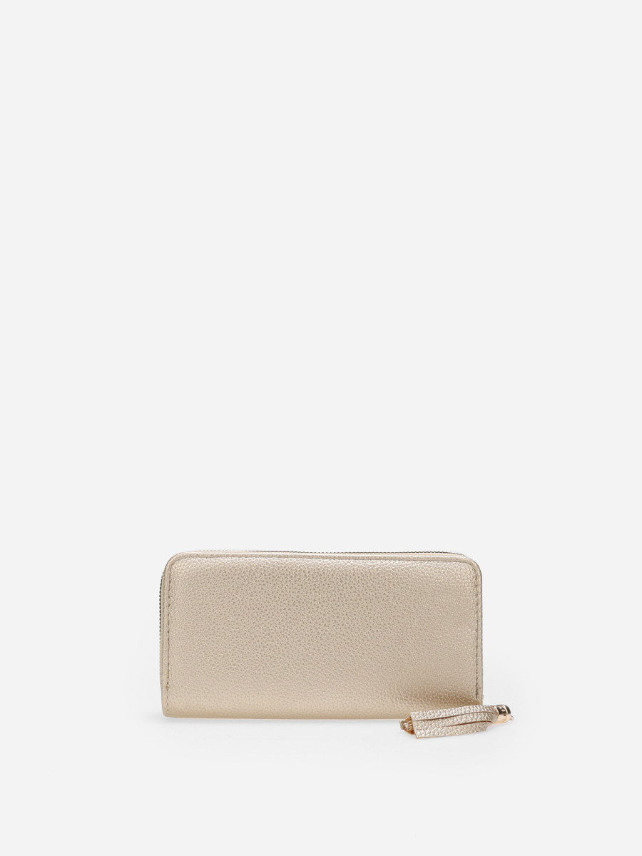 Portefeuille en simili à franges doré