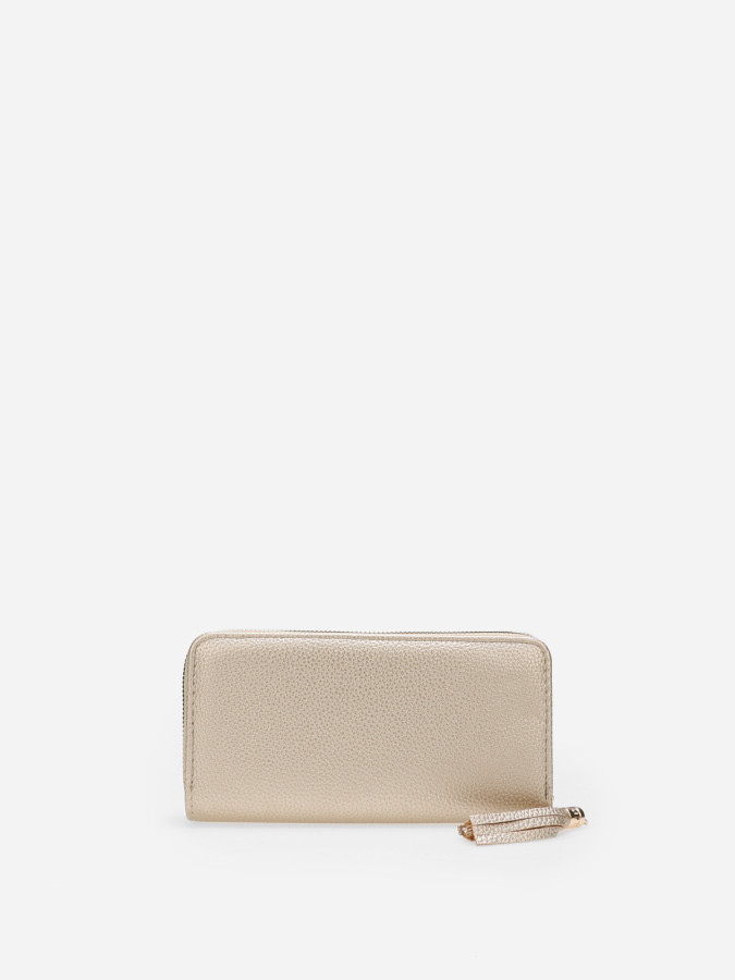 Portefeuille en simili à franges doré