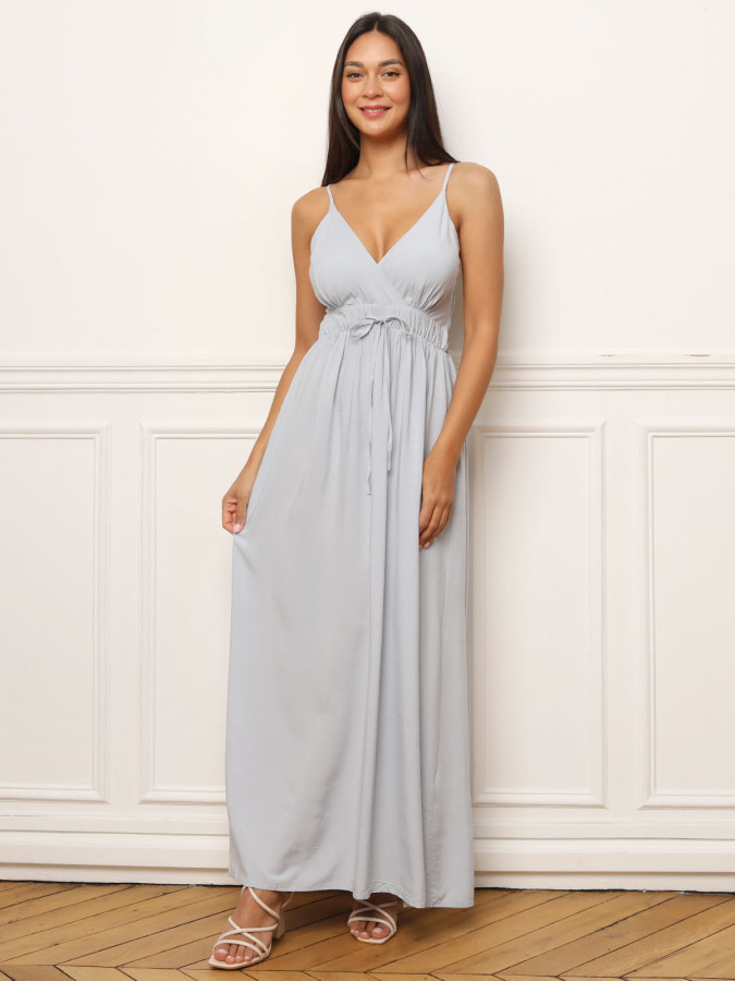 Robe longue cache cœur bleu clair