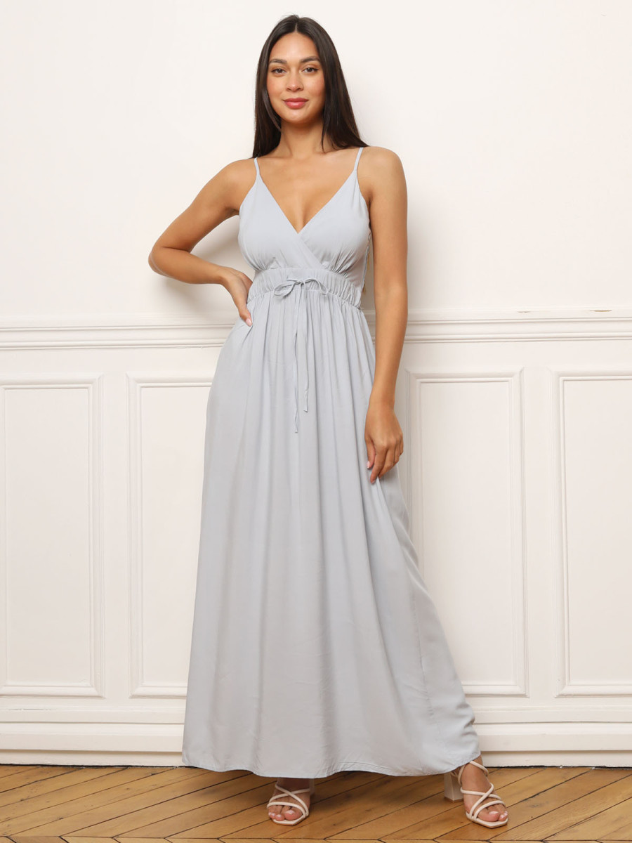 Robe longue cache cœur bleu clair