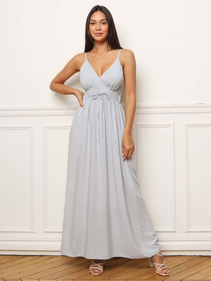 Robe longue cache cœur bleu clair