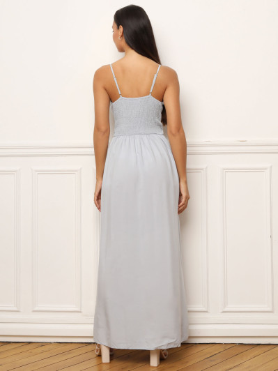 Robe longue cache cœur bleu clair