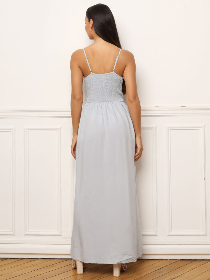 Robe longue cache cœur bleu clair