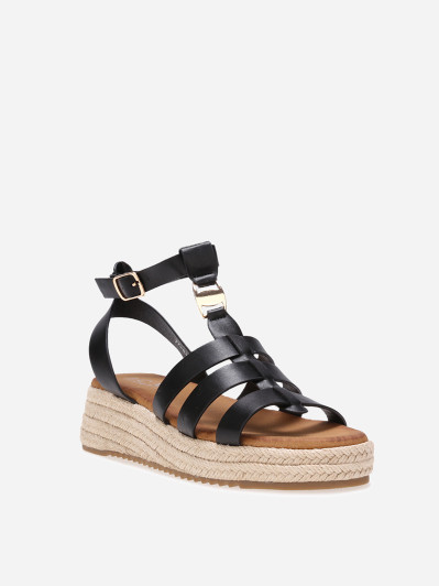 Sandales compensées à plateforme tressée noires