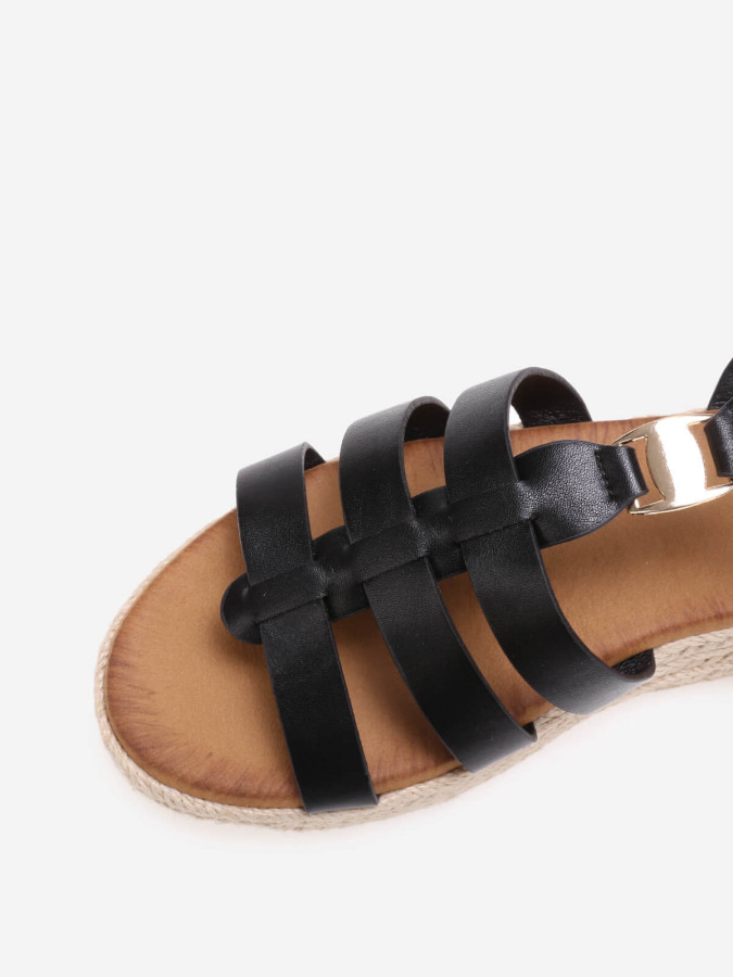 Sandales compensées à plateforme tressée noires