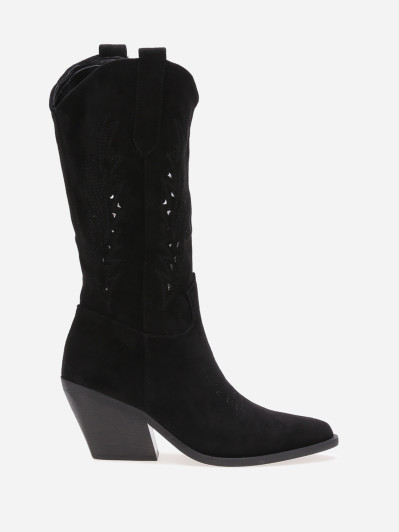 Santiags ajourées en suédine noires