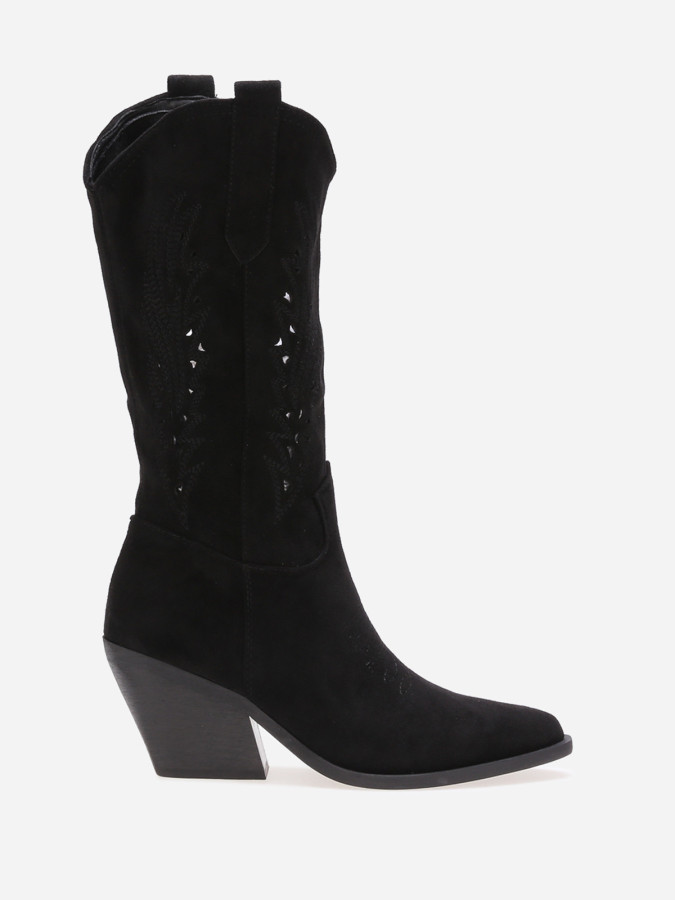 Santiags ajourées en suédine noires
