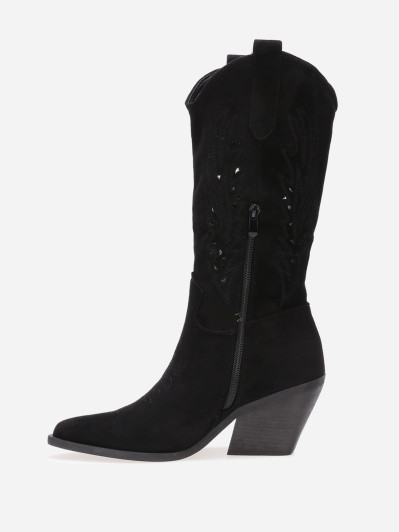 Santiags ajourées en suédine noires