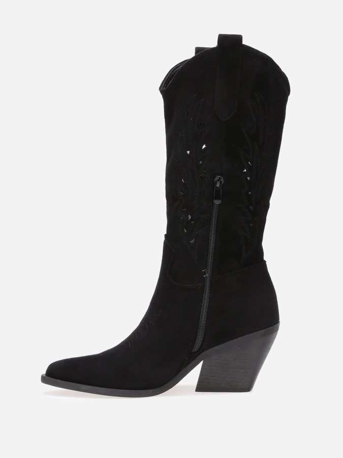 Santiags ajourées en suédine noires
