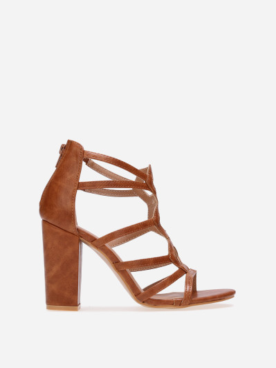 Sandales ajourées à talons camel