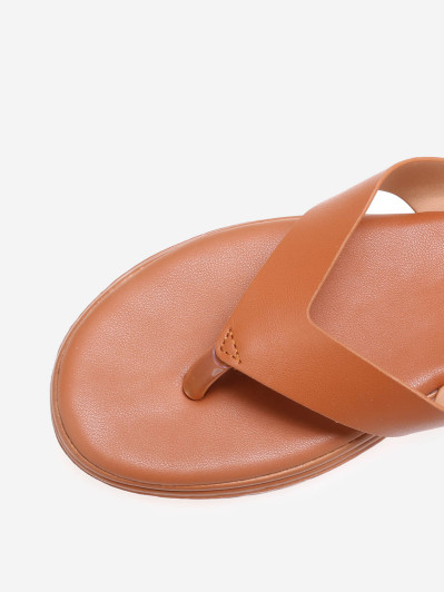 Tongs  camel avec plateforme compensée