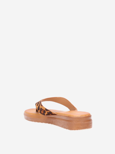 Tongs léopard avec plateforme compensée