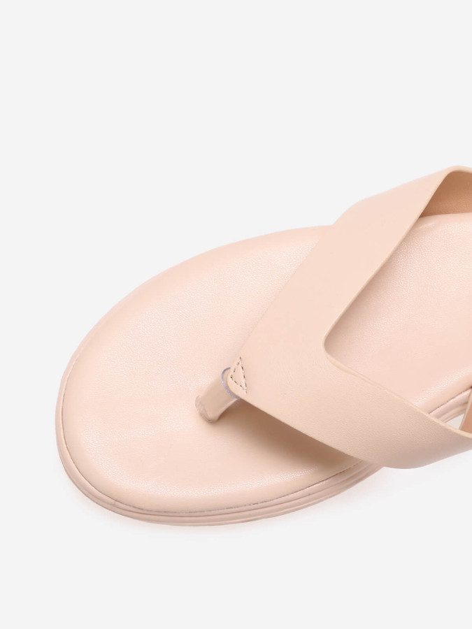 Tongs nude avec plateforme compensée