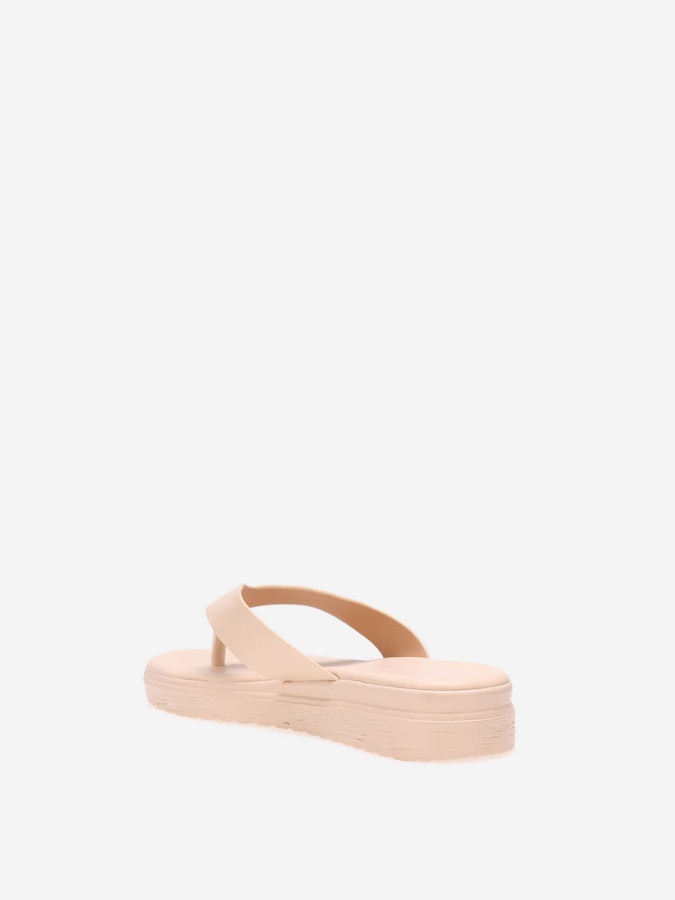 Tongs nude avec plateforme compensée