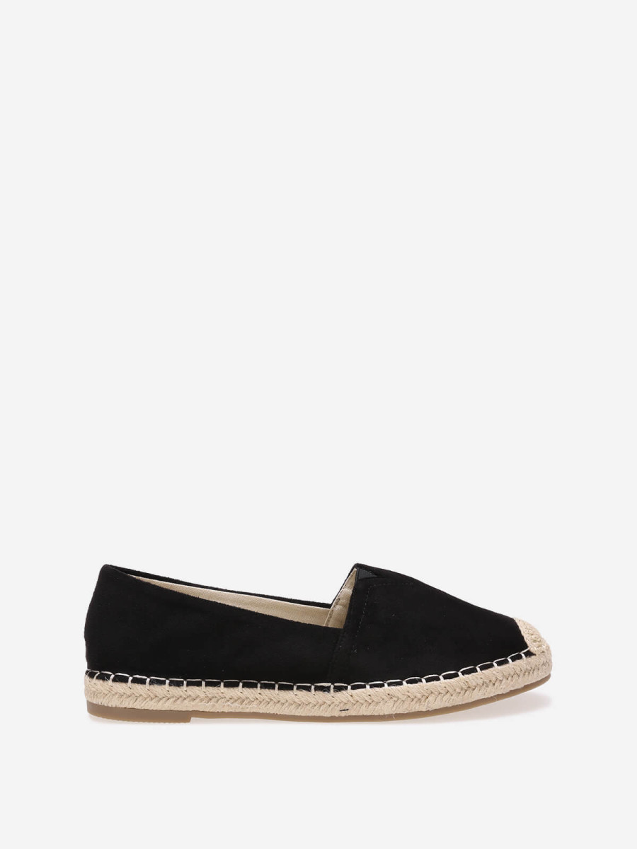 Espadrilles noires à petite plateforme tressée