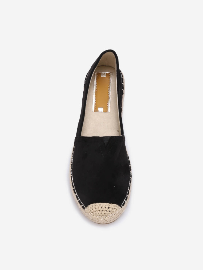 Espadrilles noires à petite plateforme tressée