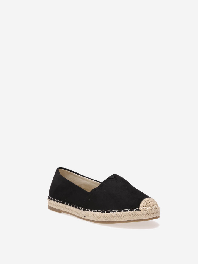 Espadrilles noires à petite plateforme tressée
