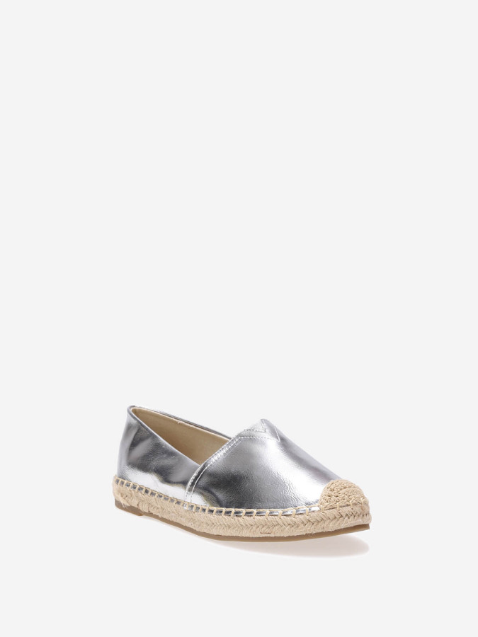 Espadrilles argentées à petite plateforme tressée