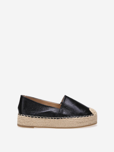 Espadrilles noires à plateforme tressée
