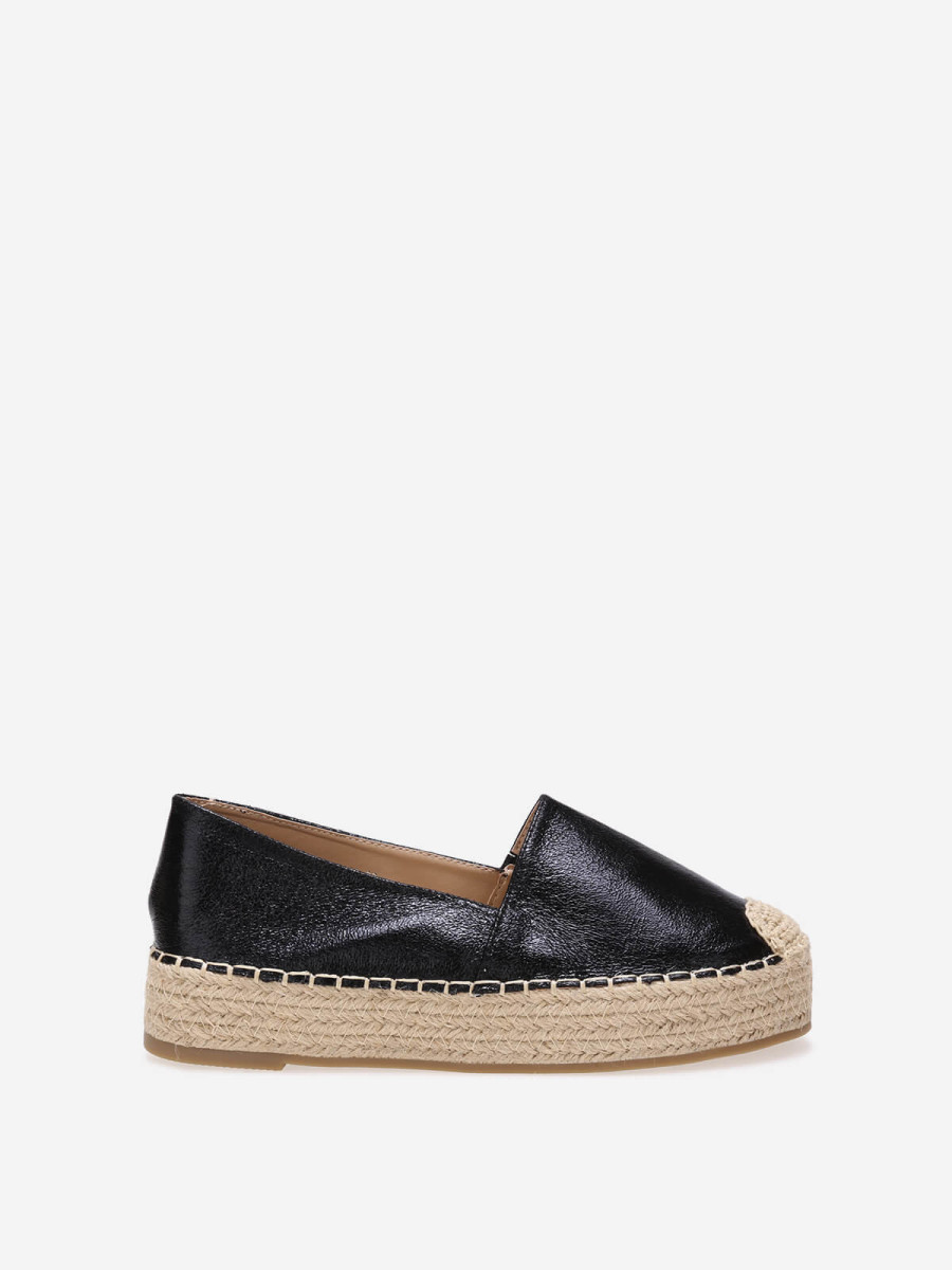 Espadrilles noires à plateforme tressée