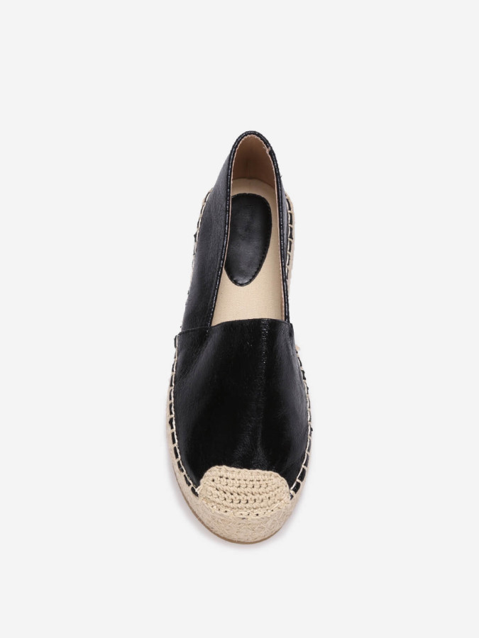 Espadrilles noires à plateforme tressée