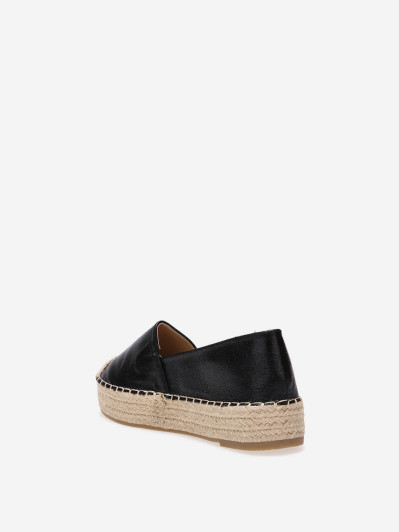 Espadrilles noires à plateforme tressée