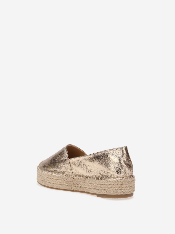 Espadrilles dorées à plateforme tressée