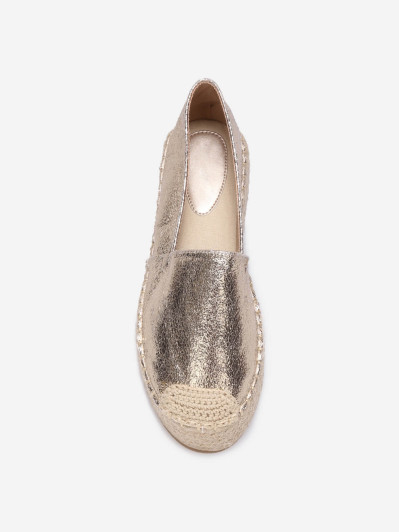 Espadrilles dorées à plateforme tressée