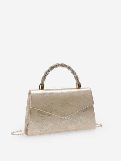 Sac à main avec anse à strass doré