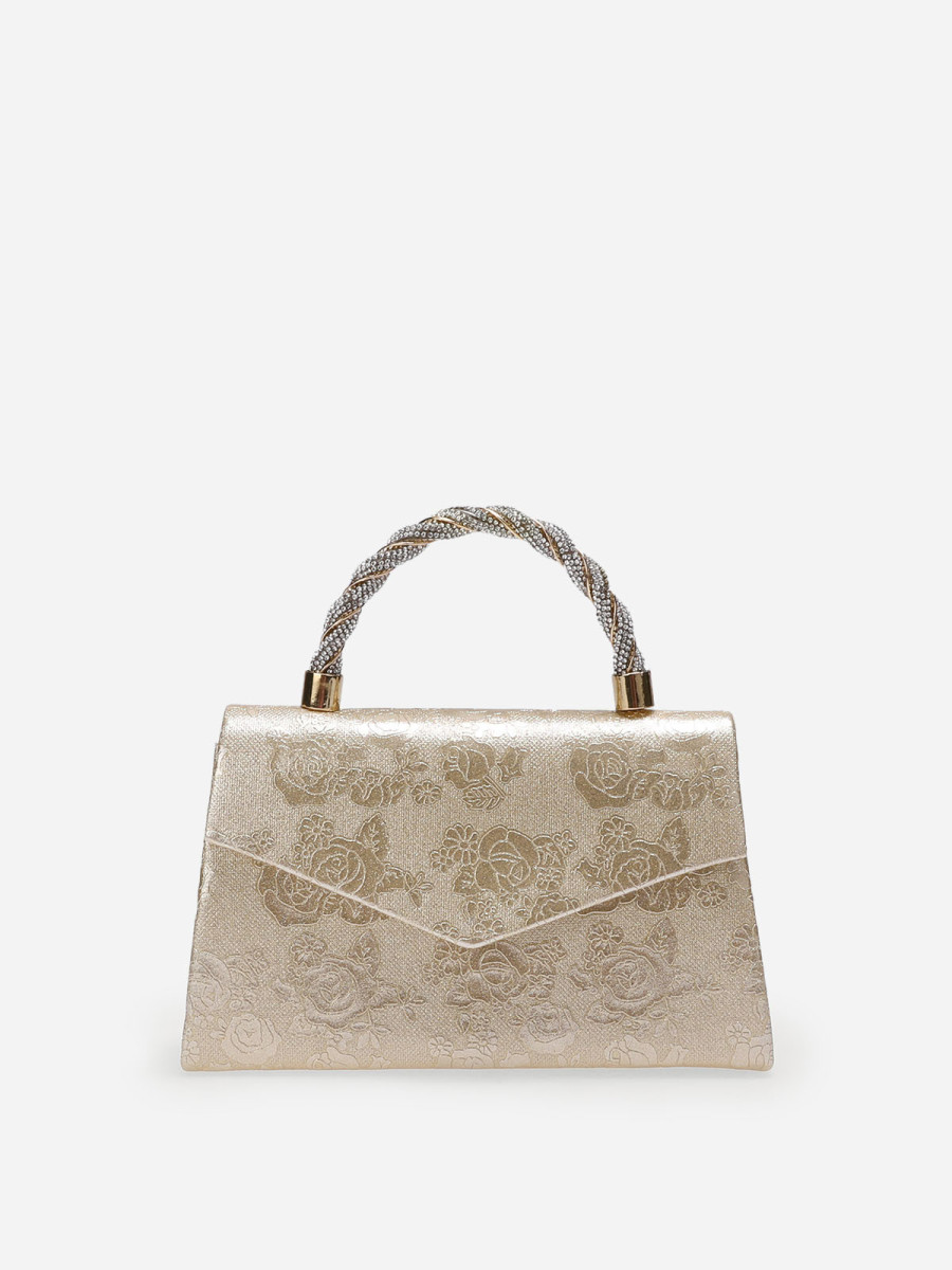 Sac à main avec anse à strass doré