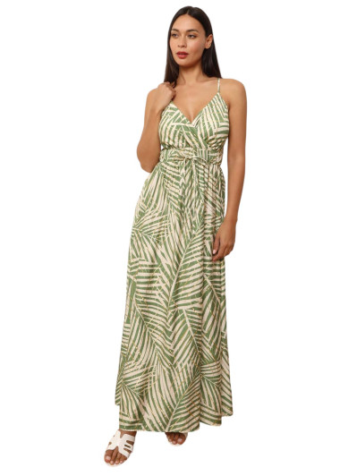 Robe fluide à motifs feuilles