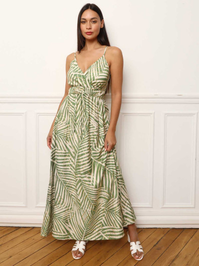 Robe fluide à motifs feuilles