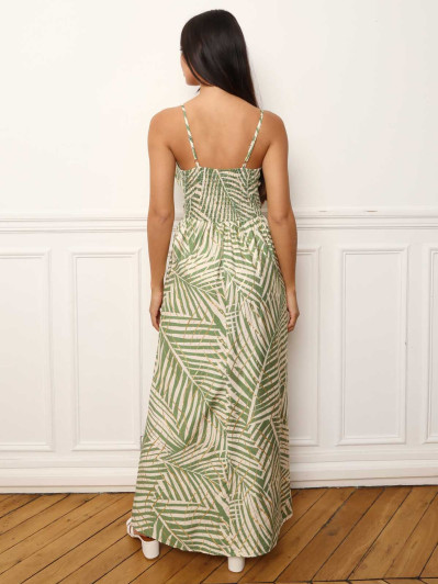 Robe fluide à motifs feuilles
