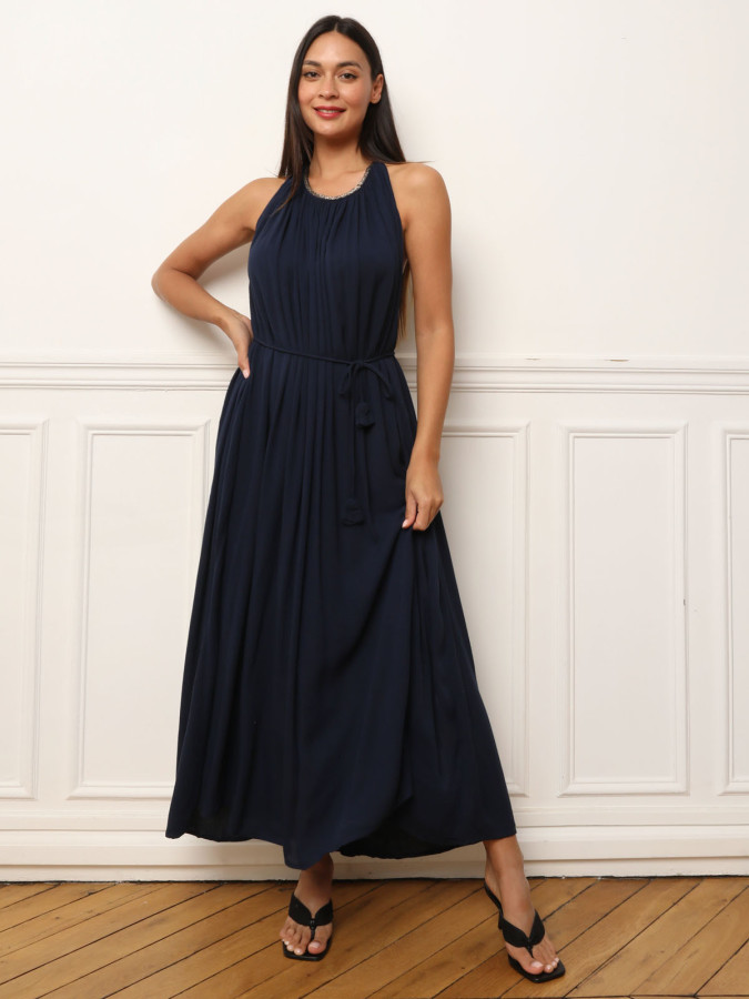 Robe longue dos nu à nouer