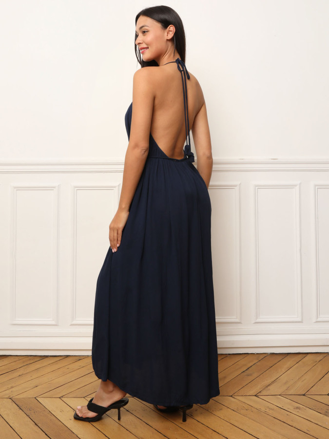 Robe longue dos nu à nouer