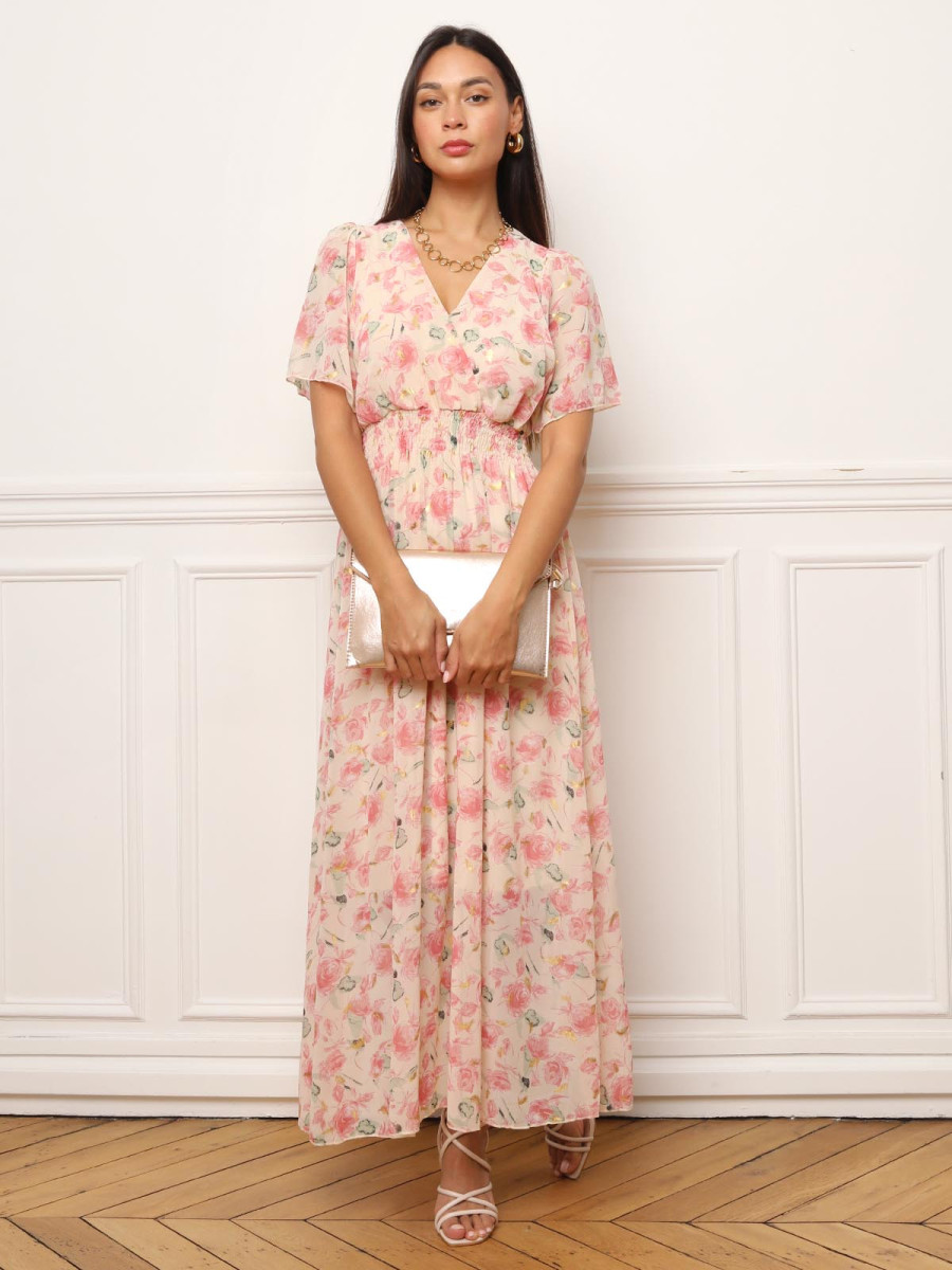 Pochette de soirée forme enveloppe dorée rose