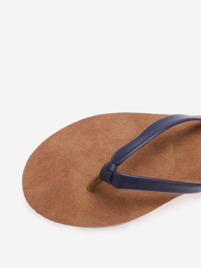 Tongs bleu foncé en simili à petite plateforme