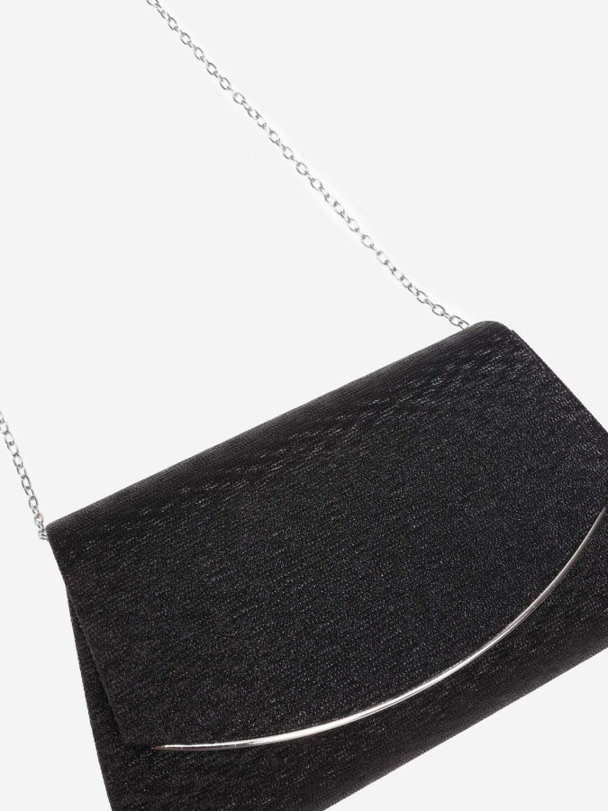 Pochette noire irisée à bordure métallique