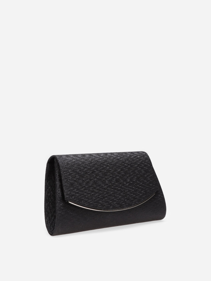 Pochette noire irisée à bordure métallique