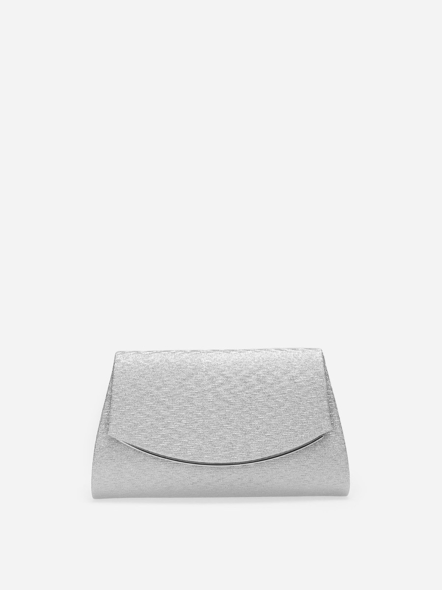 Pochette Argentée Pour Femme, Style Clutch, Avec Sangle Amovible (sans étiquette)
