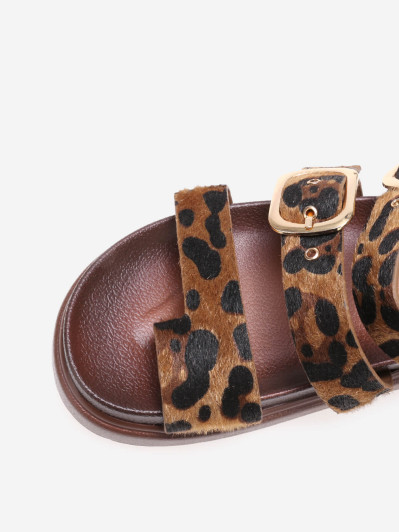 Sandales léopard en simili à brides et plateforme