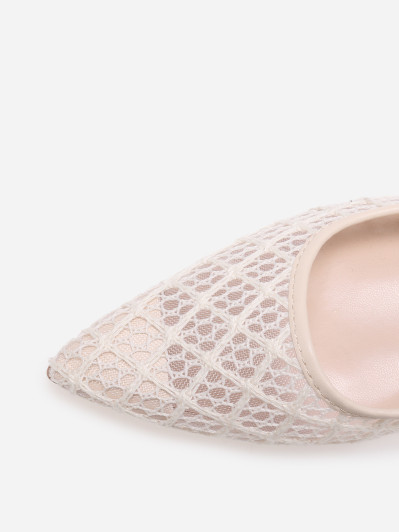 Ballerines slingback en crochet beiges
